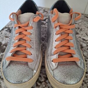 P448 gray silver glitter sneakers size 39